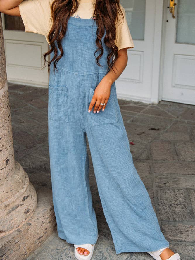 UNISHE - Wholesale Jumpsuit - Women's - Plain Texture Wide Leg Cami Jumpsuit CY077