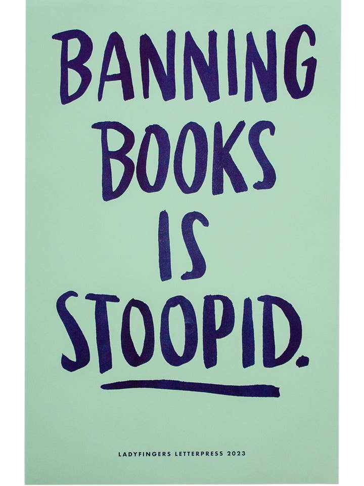 Poster di protesta contro la messa al bando dei libri, confezione da 25 per la vendita all'ingrosso da parte di Ladyfingers Letterpress
