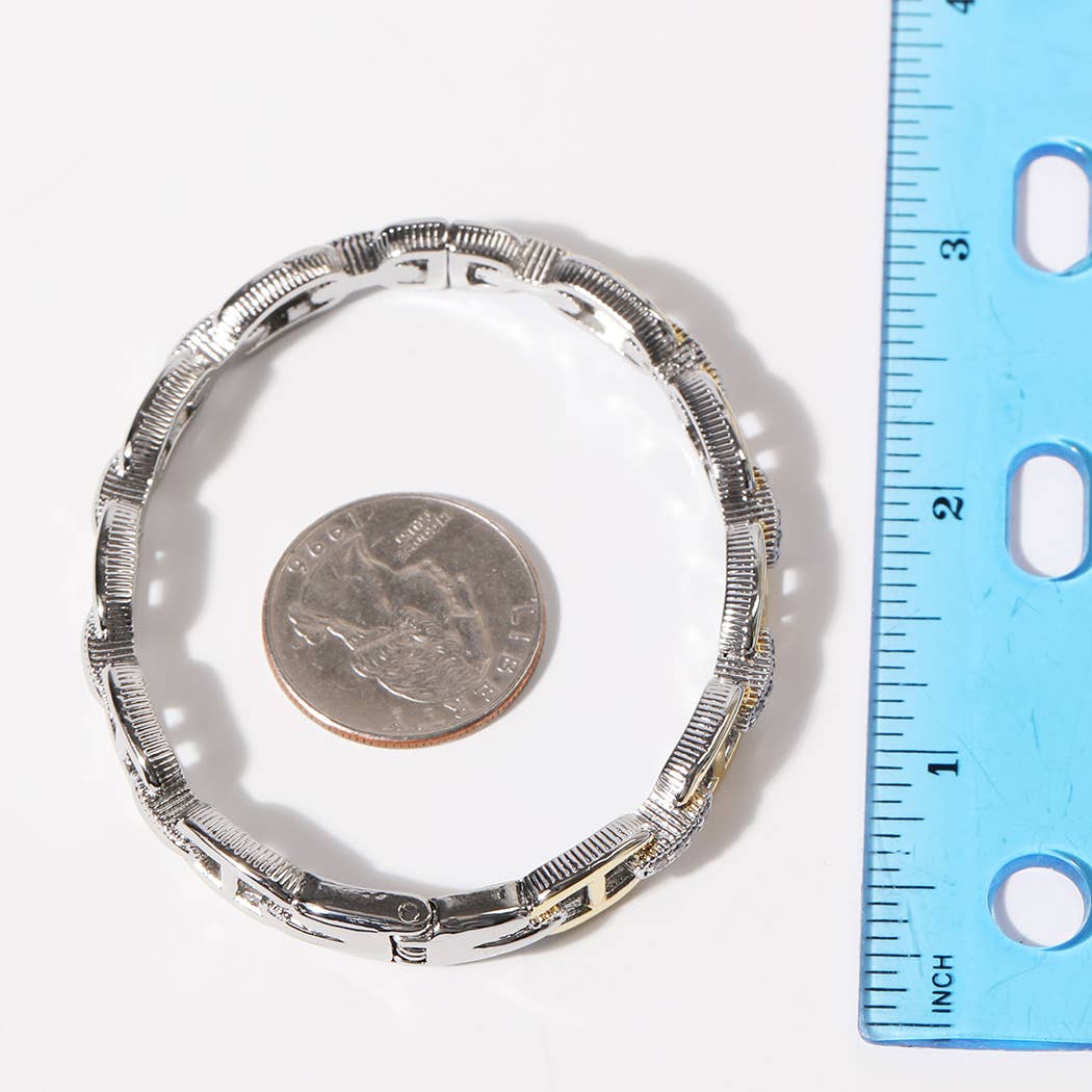 BG Two-Tone Linked Chain Design Gold Plated Bracelet for wholesale on Faire5