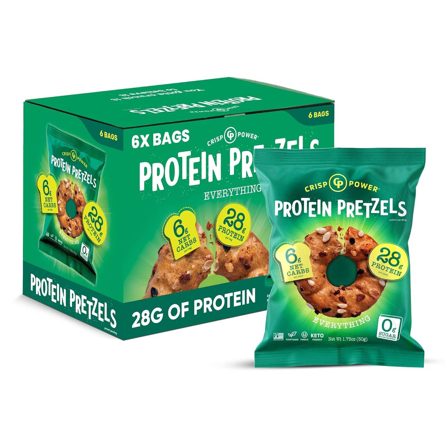Long Island Candy Factory - Wholesale Pretzels - Crisp Power Protein Pretzels EVERYTHING Flavor 1.75 oz 6 ct0