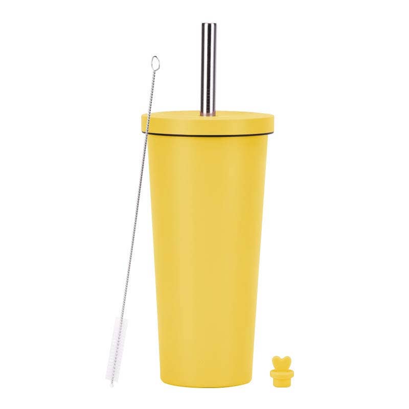 Candles Meta - Wholesale Insulated Mug/Tumbler - 710ml Silid Color Milk Tea Stainless Steel Cup with Straw0