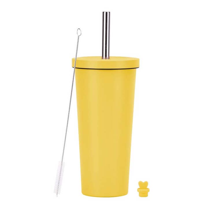 Candles Meta - Wholesale Insulated Mug/Tumbler - 710ml Silid Color Milk Tea Stainless Steel Cup with Straw