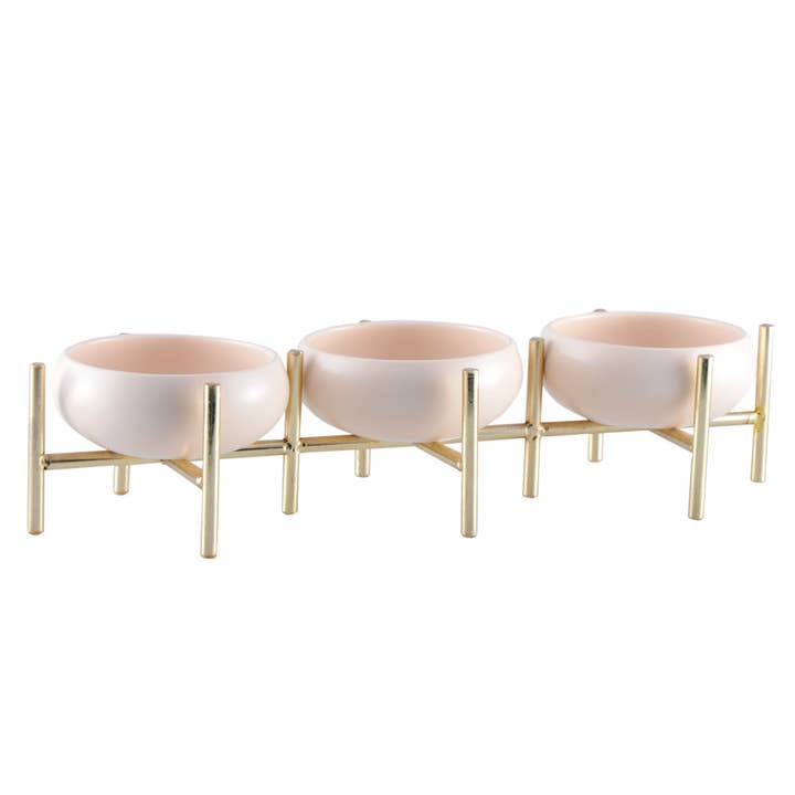 Beige och guldig aptitretartallrik med tre fack för wholesale av AULICA