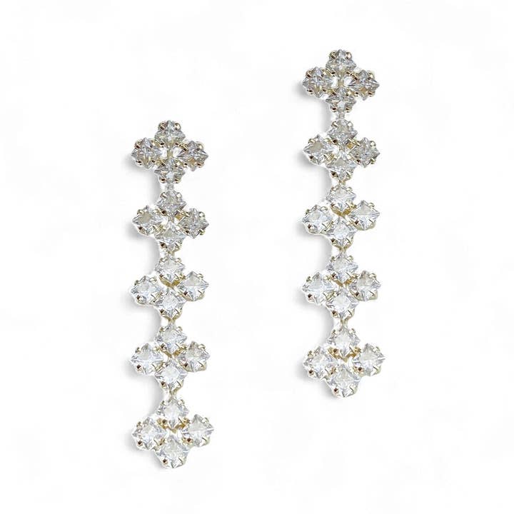 Diamantörhänge med kubisk zirkonia i guld för wholesale av White Leaf