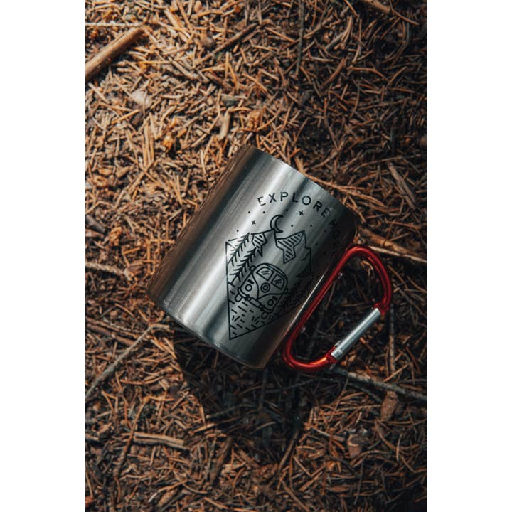 Tiny Print Shop – copos e garrafas térmicas por atacado – Explore mais caneca de acampamento de aço mosquetão5