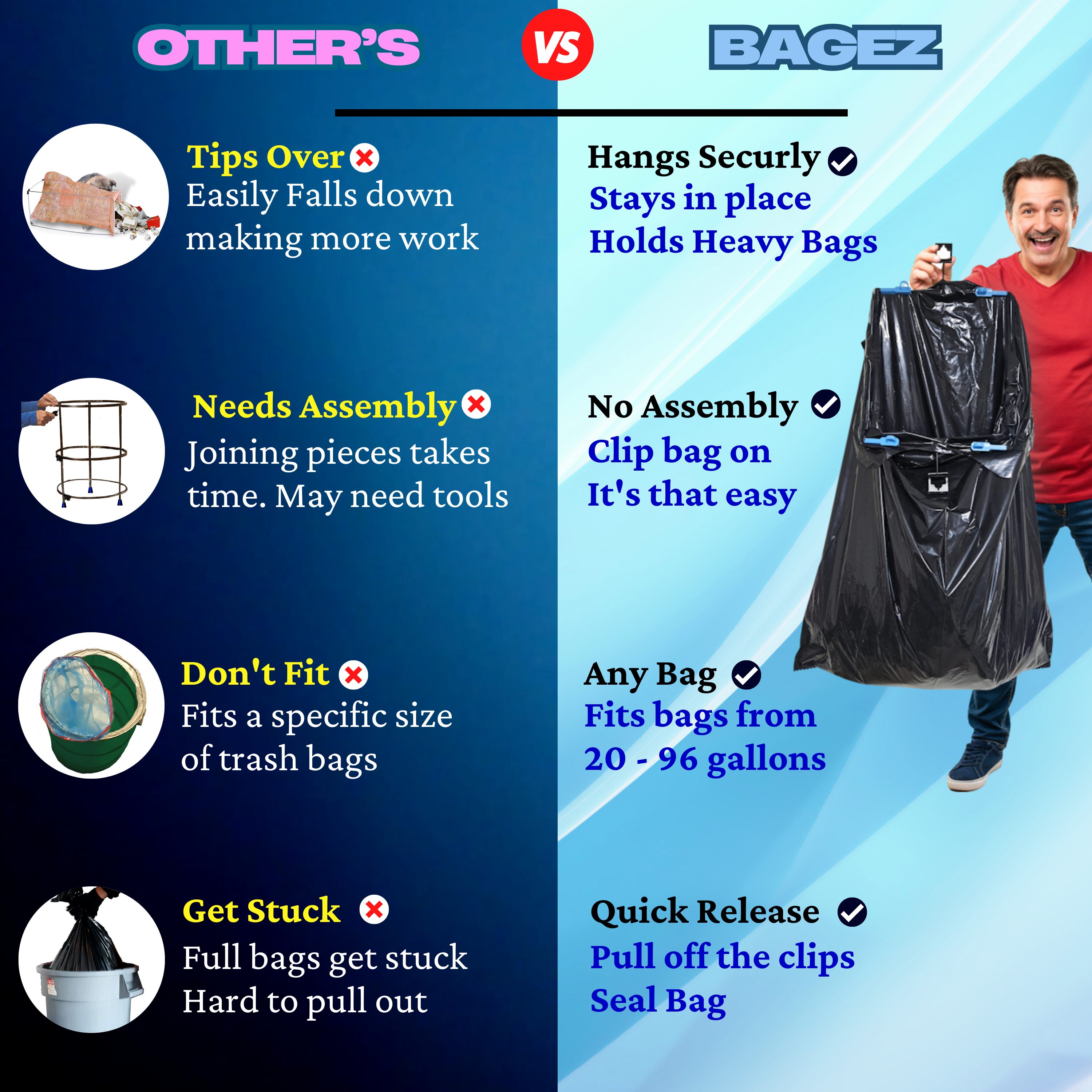 BagEZ - Wholesale Rubbish can/Rubbish bin - BagEZ Trash Bag Holder: Large7