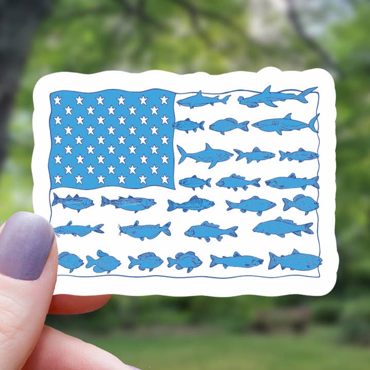 United States of Fish Flag Sticker - 3" for wholesale by Mimic Gaming Co