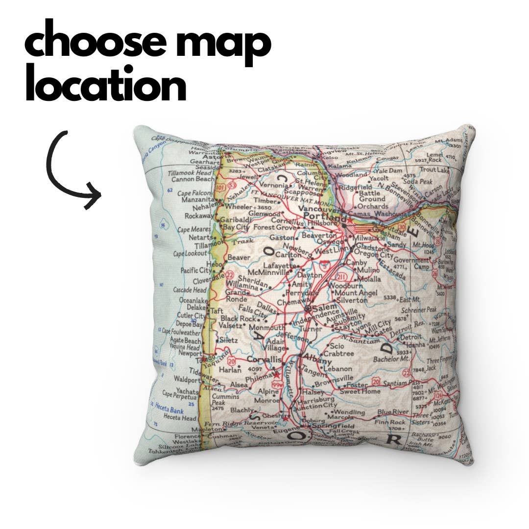Daisy Mae Designs - Wholesale Throw/Decorative Pillow - Custom Map Pillow Decorative Throw Pillow Choose Any Town