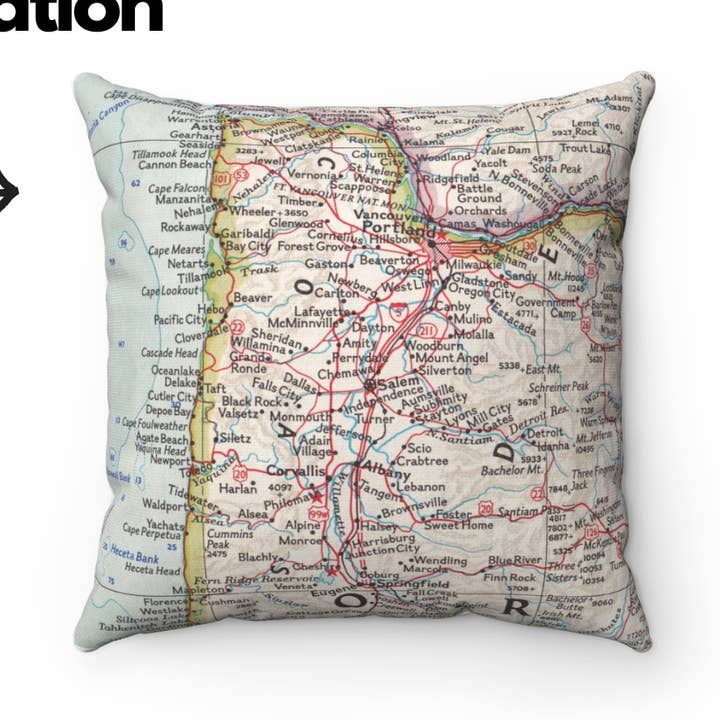 Custom Map Pillow Decorative Throw Pillow Choose Any Town for wholesale by Daisy Mae Designs