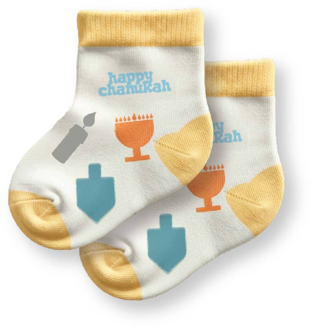Ner Mitzvah - Wholesale Party Favor - Chanukah Toddler Socks - White
