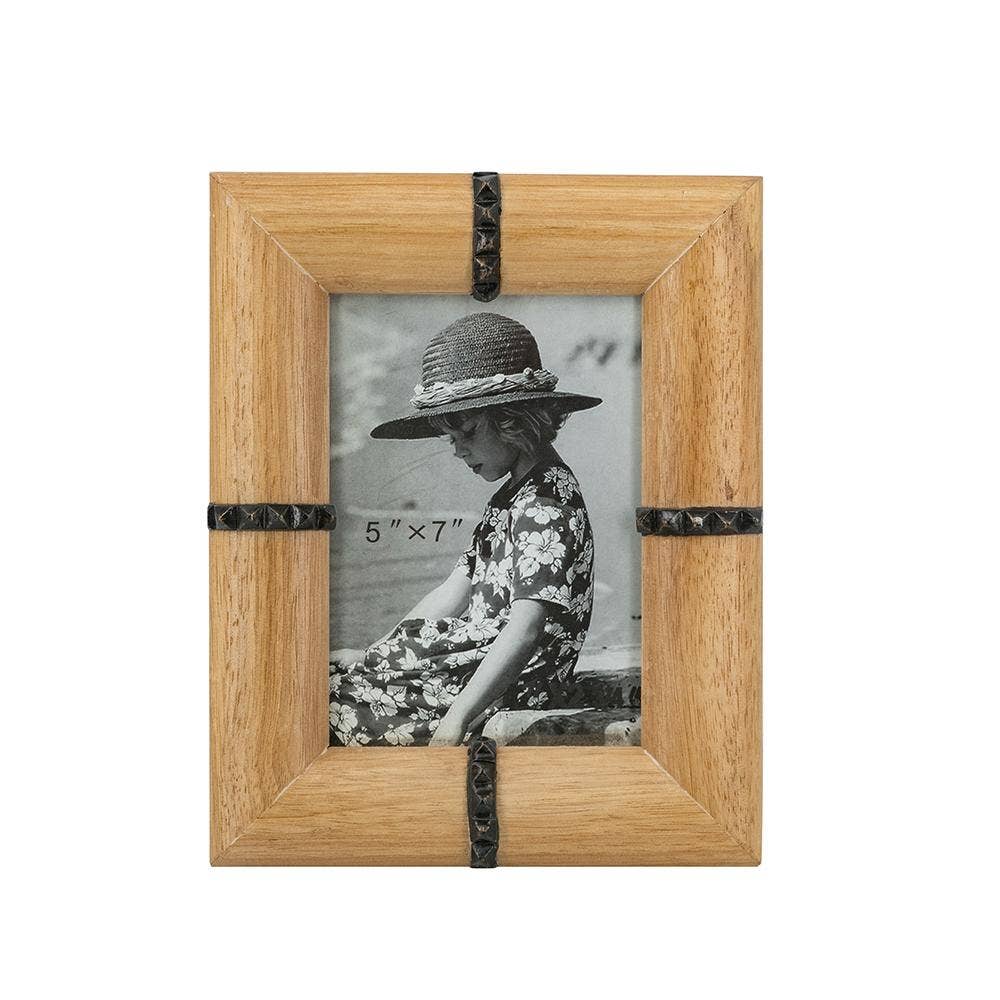 A&B Home Group Inc. - Wholesale Picture Frame - 8x10.5" Rustic Oak Studded Photo Frame - 5x7" Opening1