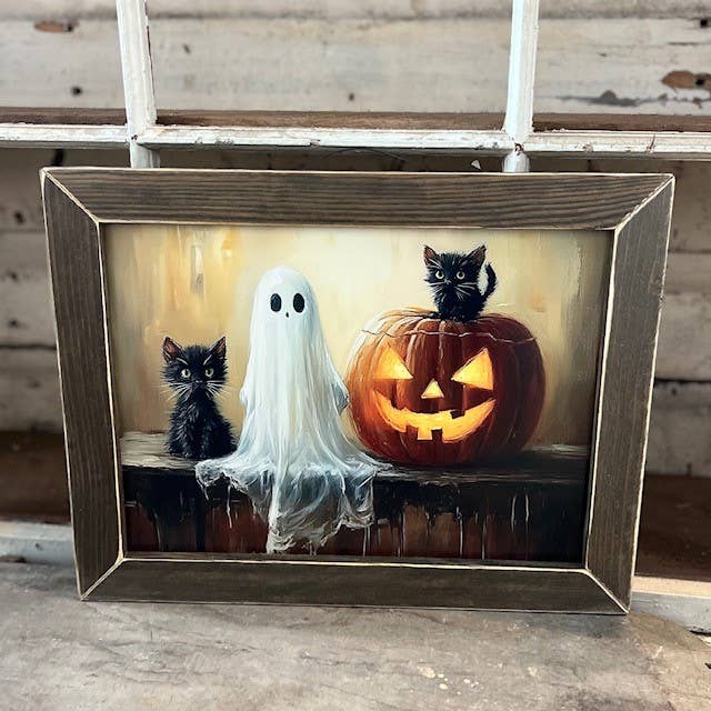 JanMichaels Art & Home - Wholesale Wall Sign - HMK356L Halloween Kittens4