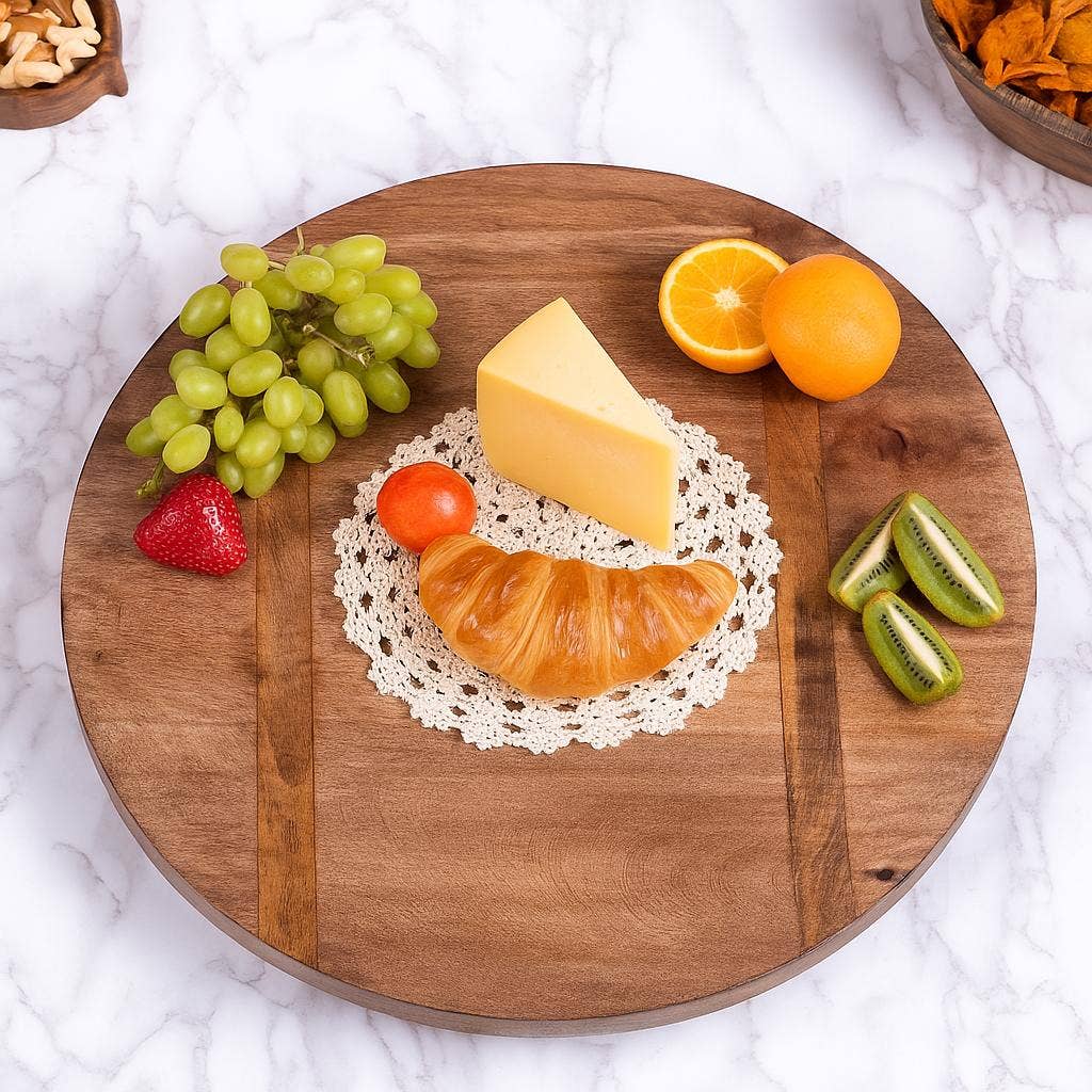Valor Home Goods - Wholesale Lazy Susan - 18" Large Rustic Wood Lazy Susan –  Rotating Centerpiece 4