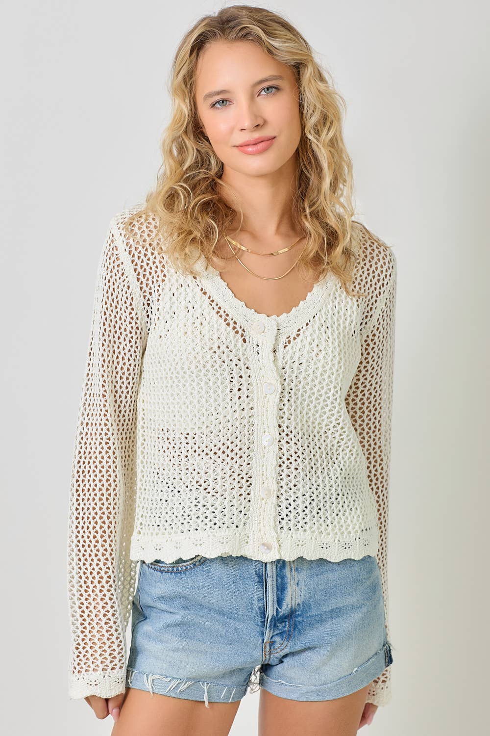 Mystree - Wholesale Cardigan - Women's - 61100 Crochet Style Knit Cardigan 16