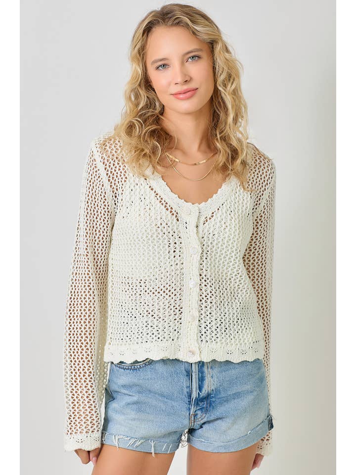 Mystree - Wholesale Cardigan - Women's - 61100 Crochet Style Knit Cardigan 16