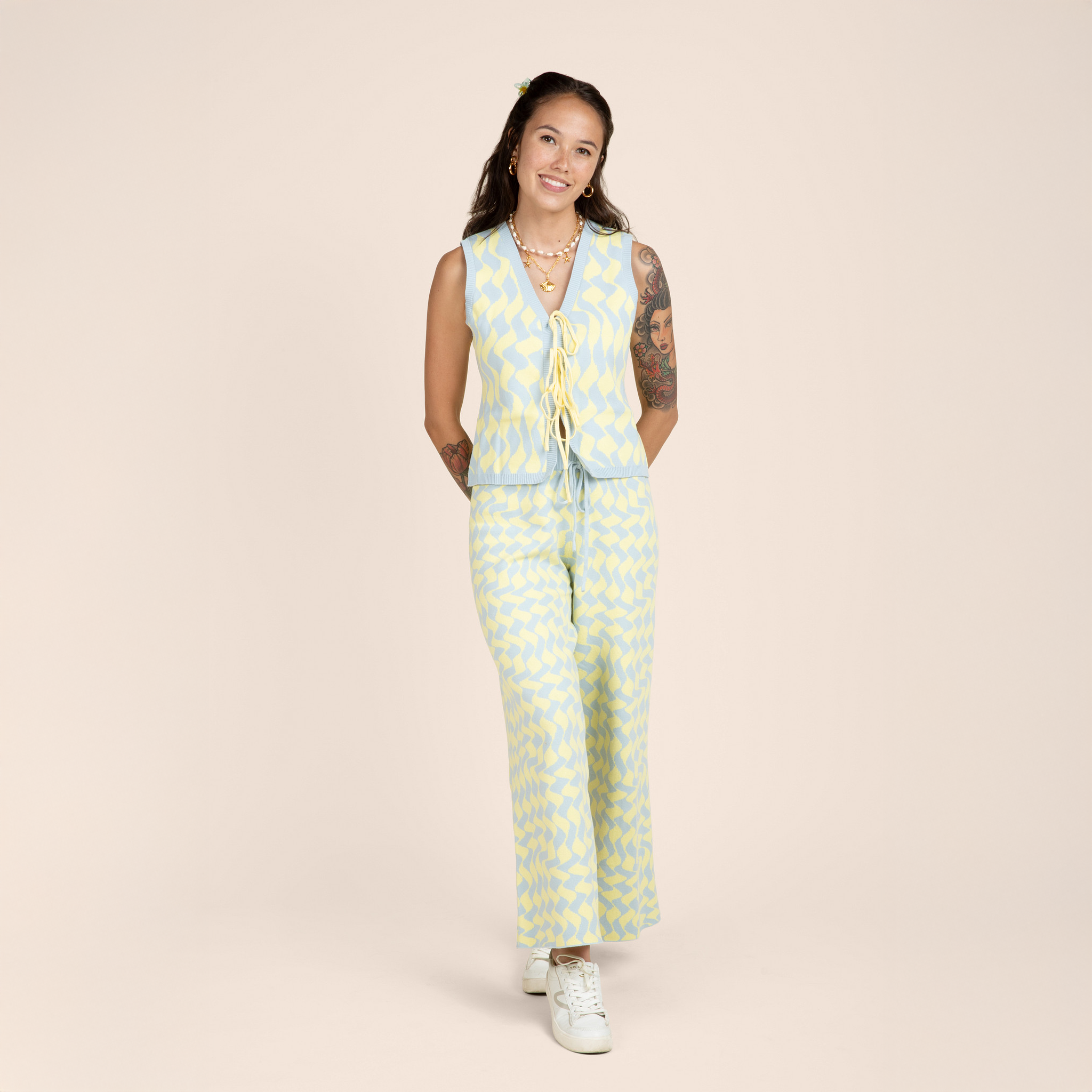 Sunbean - Wholesale Lounge Sweatpants/Joggers - Women's - Seaside Swirl Cotton Wide Legs Lounge Pant1