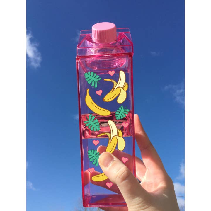 Banana Pattern Milk Carton Water Bottle for wholesale by femfetti