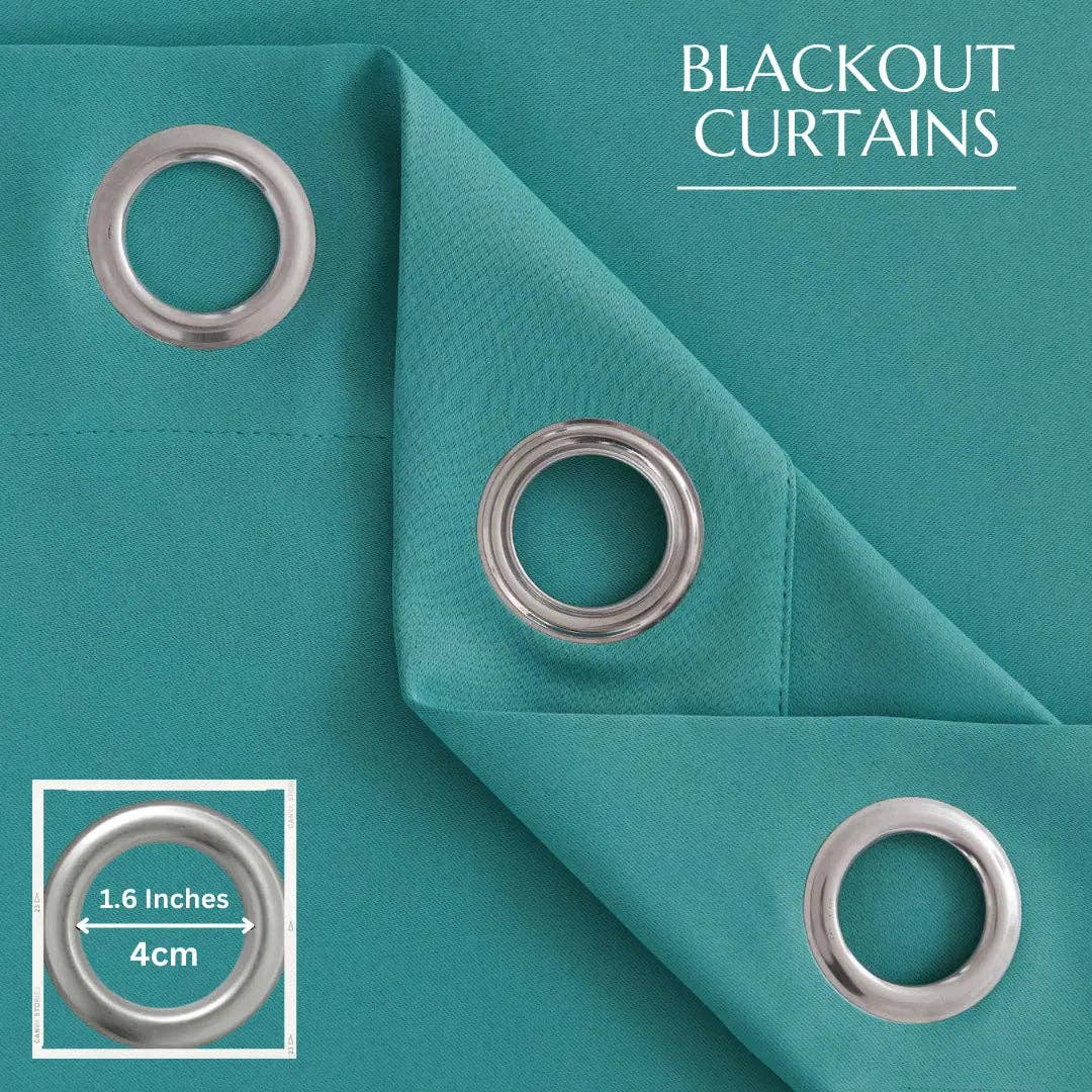 The Fitted Sheets – wholesale Curtain –  Teal Blackout Thermal Curtains – Eyelet Top, 2 Panels3