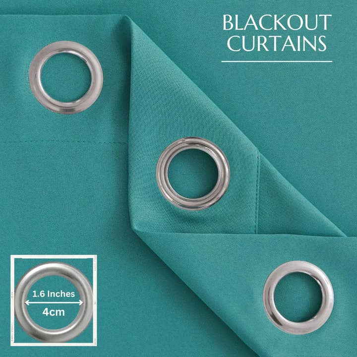 The Fitted Sheets – wholesale Curtain – Teal Blackout Thermal Curtains – Eyelet Top, 2 Panels3