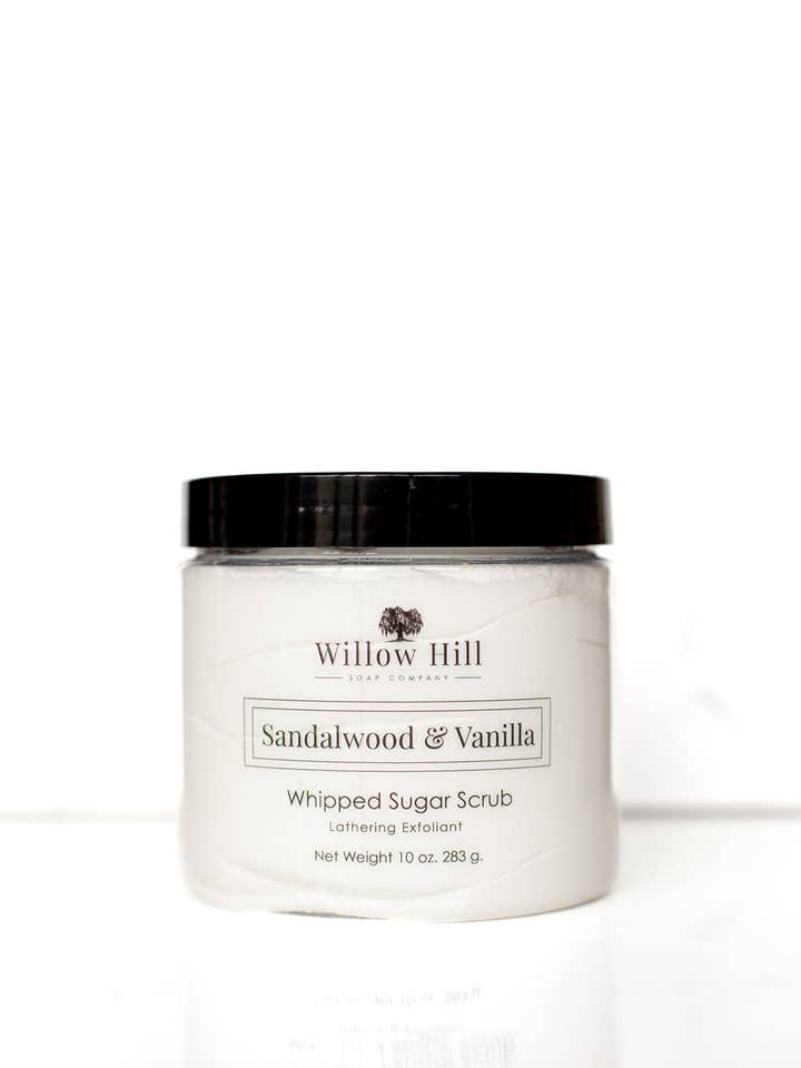 Sandalwood & Vanilla Whipped Sugar Scrub for wholesale by Willow Hill Soap Company