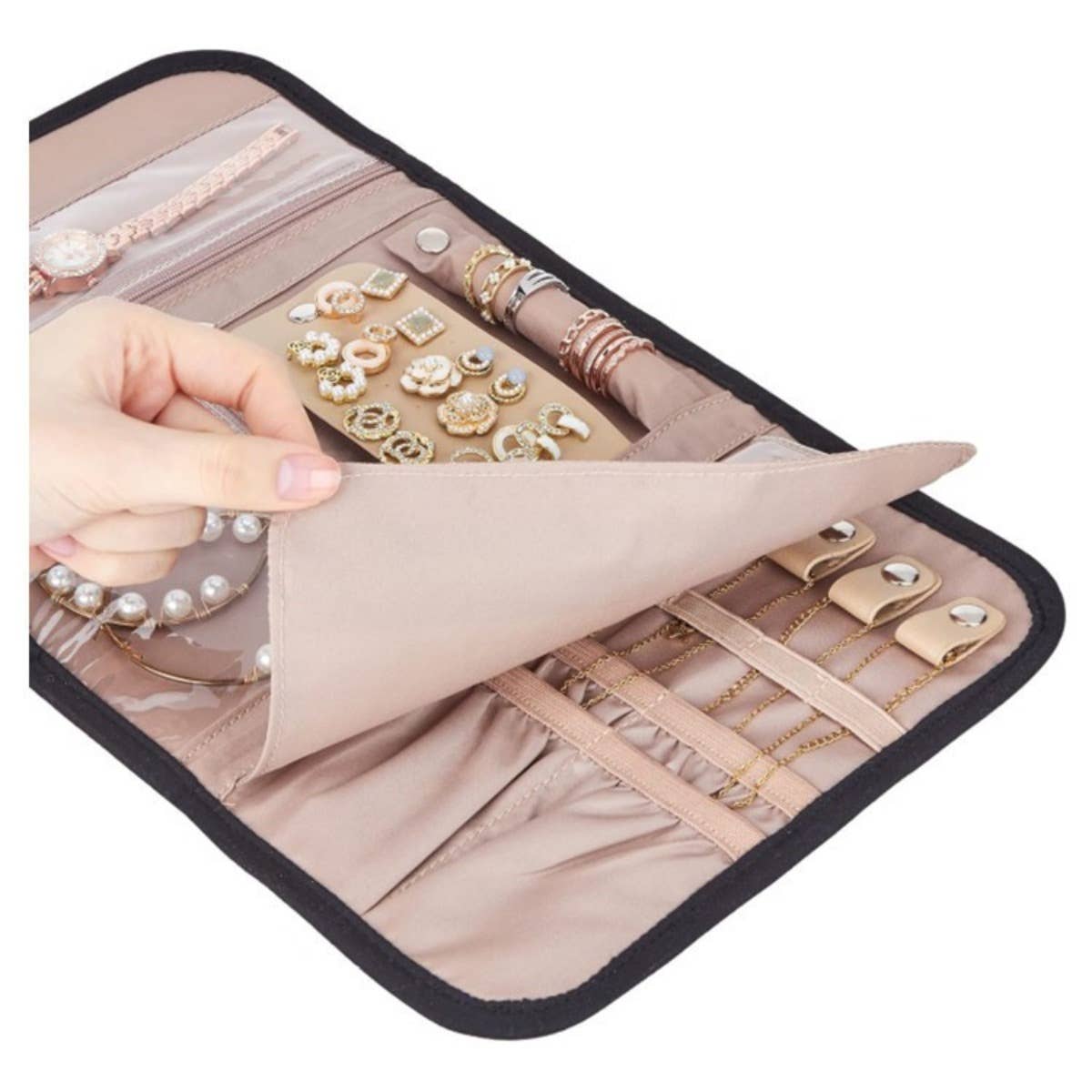 wandf - Wholesale Jewellery box/organiser - Portable Travel Jewelry Organizer Roll,Foldable for Earrings1