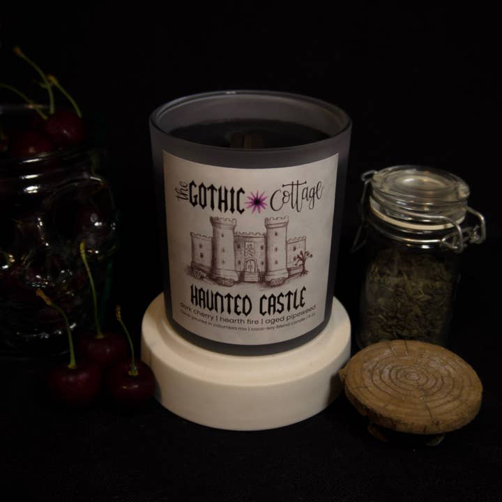 Cherry & Tobacco—8oz black candle | Haunted Castle for wholesale by The Gothic Cottage