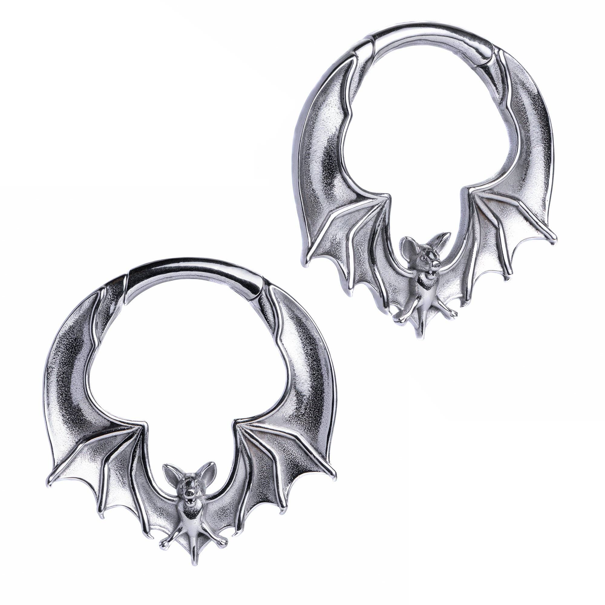 Custom Plugs - Venta al por mayor Pendiente sin pareja - Pesas para orejas Silver Bat (par)0