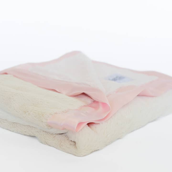 Luxury Duo Satin Border Blanket - Pink / Ivory for wholesale by ellie and sam