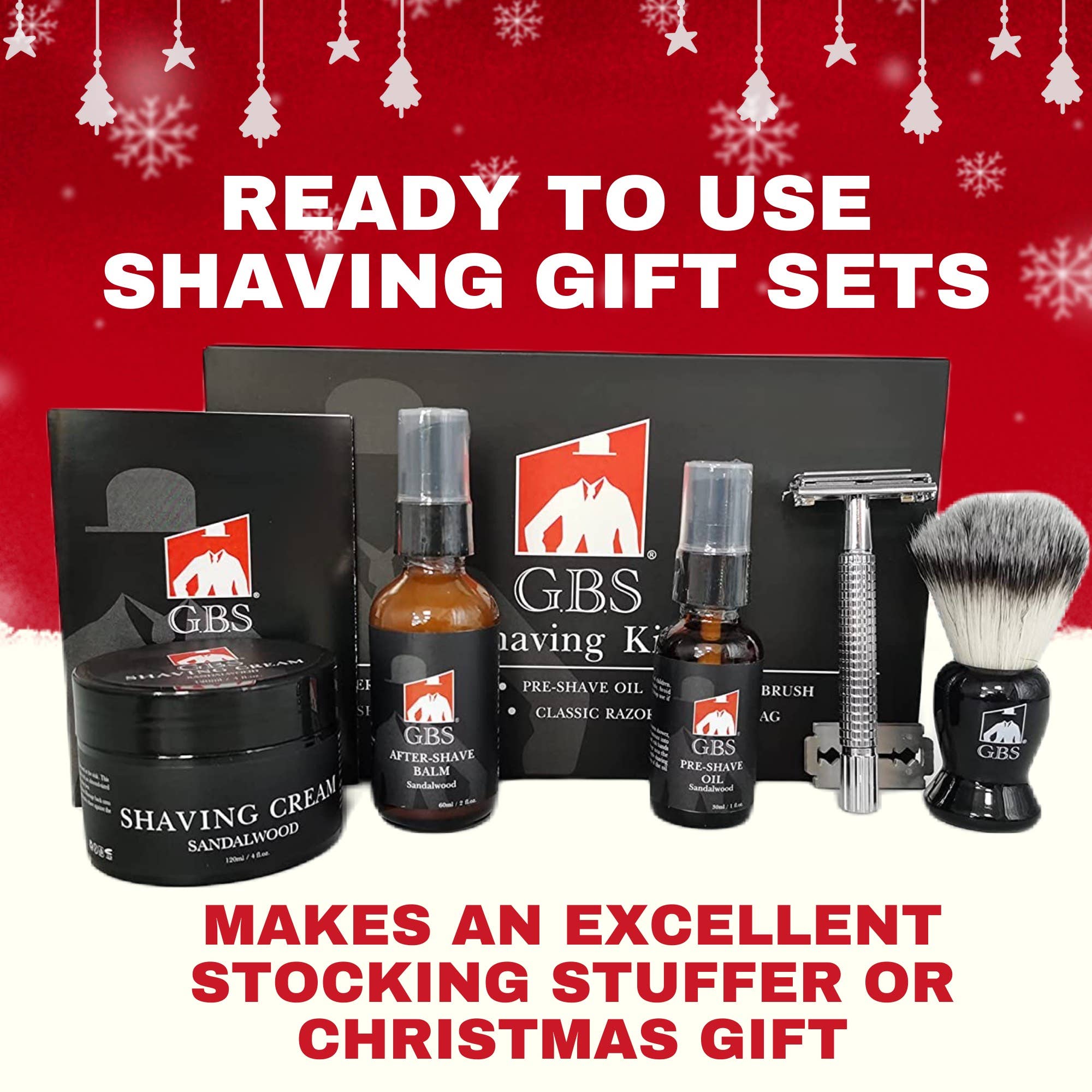 GENTS FINE GROOMING PRODUCTS - Vente Assortiment/kit de rasage - Homme - Kit de rasage 5 pièces - baume, blaireau, huile, rasoir, crème et sac1