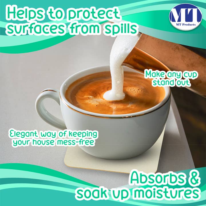 MT Products - Wholesale Disposable Coasters - MT Products White Blank Paper Coasters 4" - Cup Coaster6