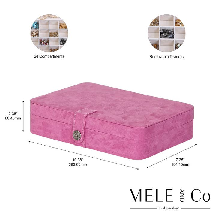 Mele and Co - Wholesale Jewelry Box/Organizer - Mele and Co Maria Plush Jewelry Box with 24 Sections
