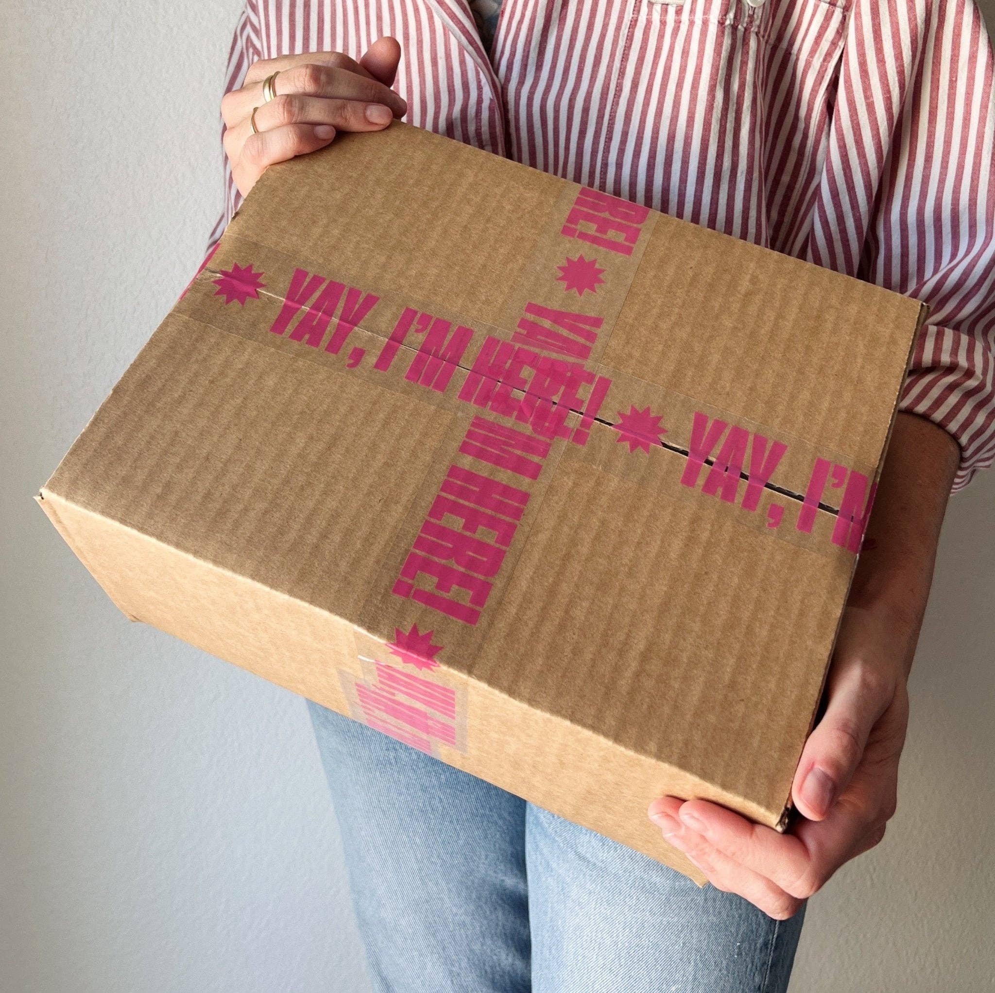 Shippy Tape - Venta al por mayor Papel celofán - ¡Sí, estoy aquí! Cinta de envío: transparente/rosa3