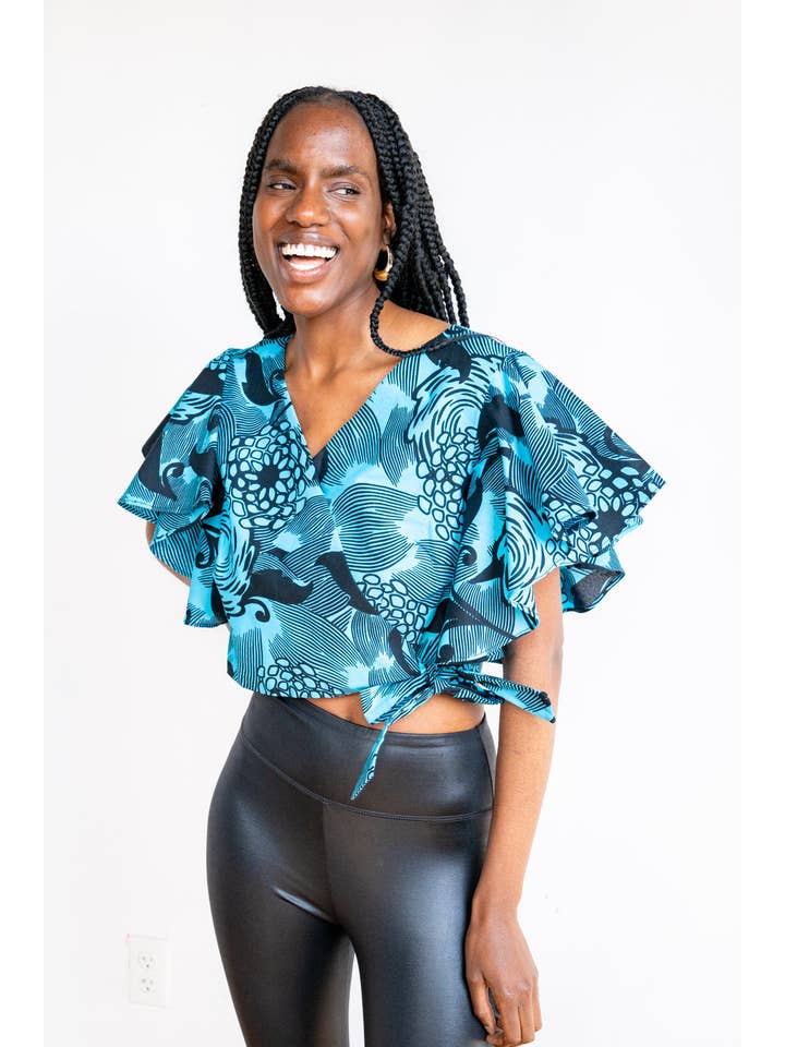 Amooti Store - Wholesale Blouse - Women's - Wrap Blouse Kisoro - butterfly sleeves4