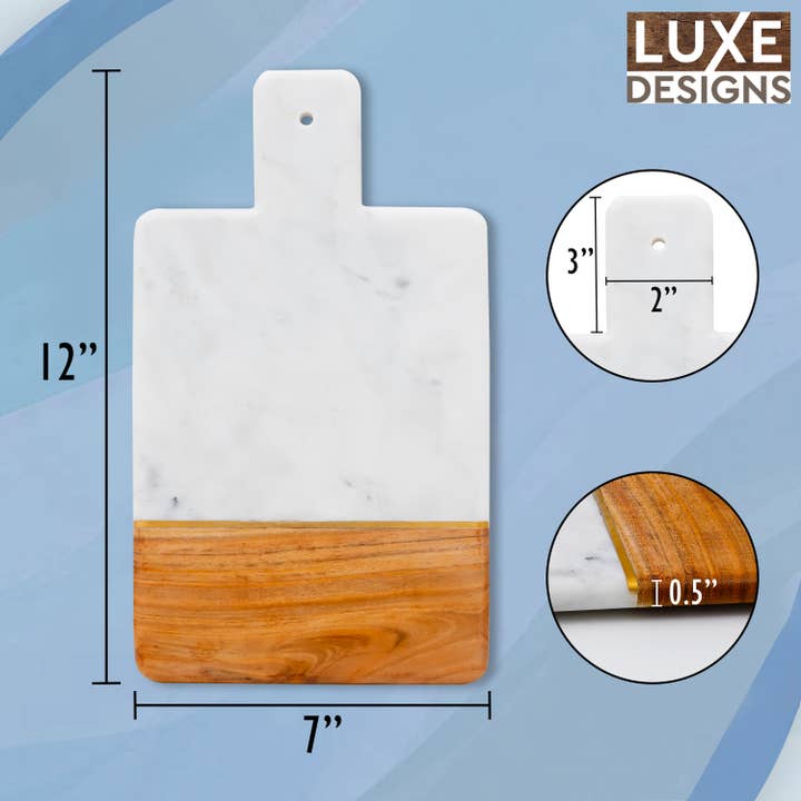 LuxeDesigns Co LLC - Wholesale Cheese Board - Wood & Marble Paddle Cheese, Crackers and Charcuterie Board2