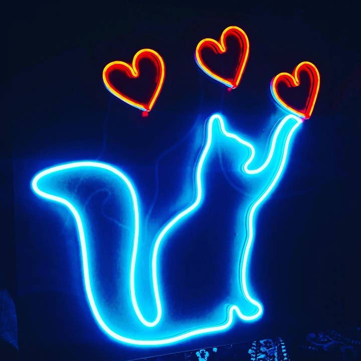Love Cat Heart Neon Sign for wholesale by Aoos Custom