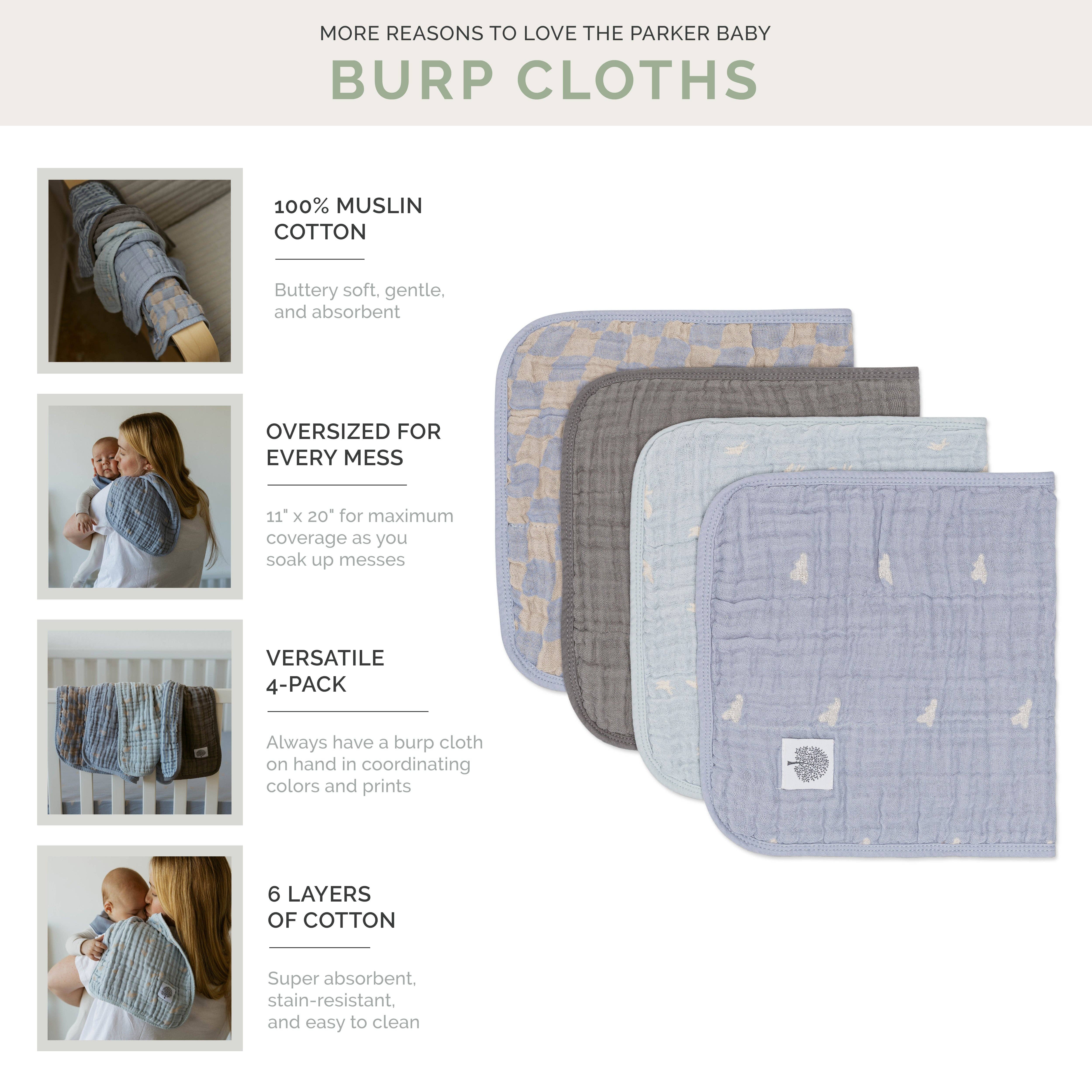 Cloud Set - Muslin Burp Cloths (4 Pack) for wholesale on Faire2