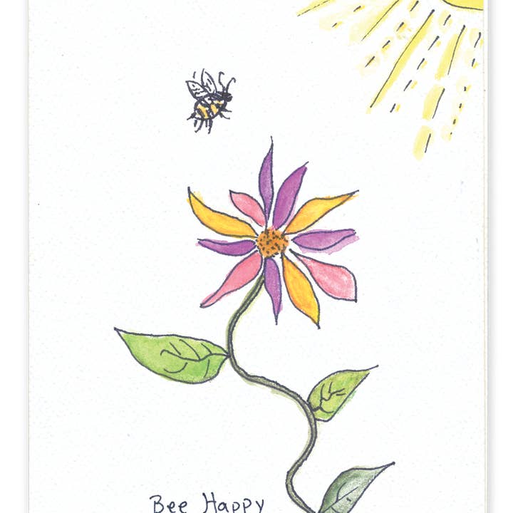 Rosie’s Wonders Connection Cards - Wholesale Everyday Greeting Card - Bee Happy Everyday Greeting Card, Recycled Paper