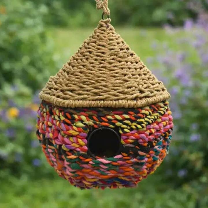 Handwoven Iron Hanging Birdhouse 11.5" x 9.1" for wholesale by The Fair Share