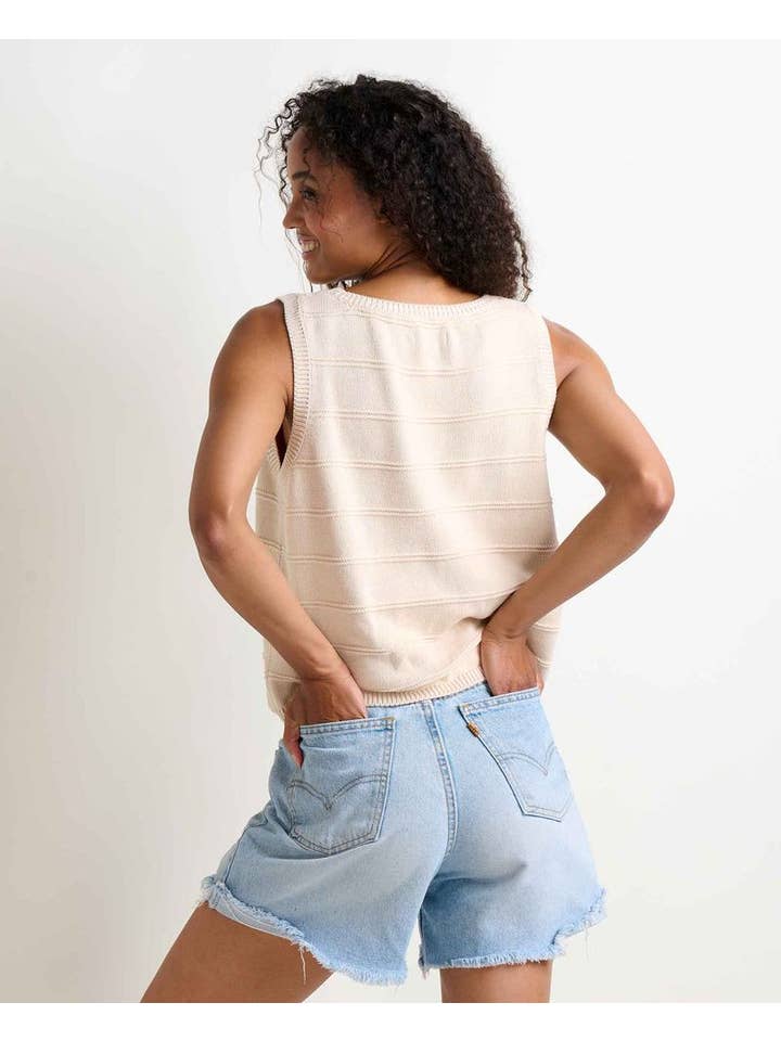 Natural Embroidery Bianca Crew Tank Embroidered S25 for wholesale on Faire