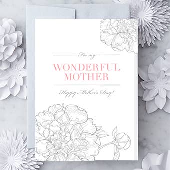 MD04 - Mother's Day Card - "For My Wonderful Mother" Peony for wholesale by Design With Heart