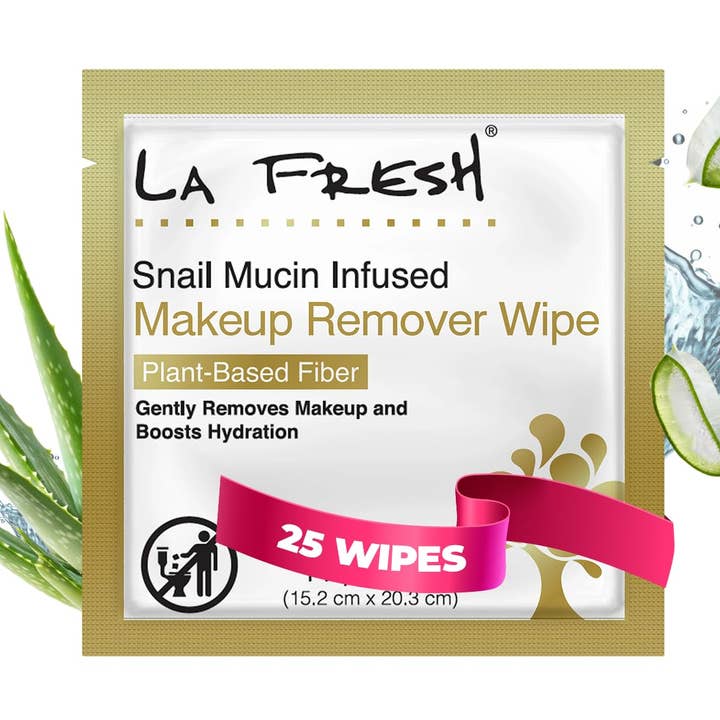 Snail Mucin Facial Cleansing and Makeup Remover Wipes for wholesale by LA Fresh