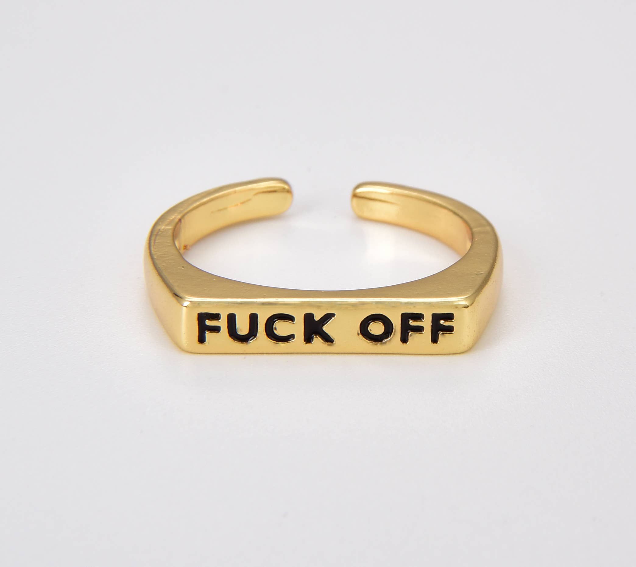 Beads Creation - Wholesale Signet Ring - Gold Fuck Off Signet Ring, Open Adjustable Ring, RG156