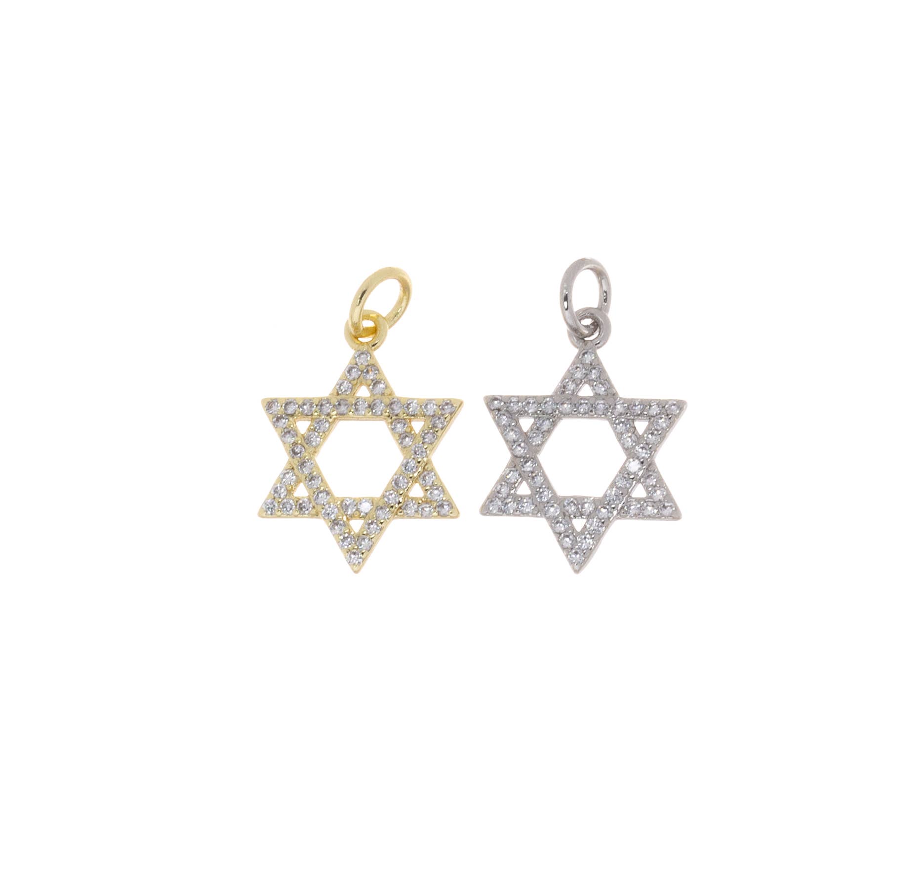 Jewel Pledge - Wholesale Individual Charm/Pendant - Gold Or Silver CZ Star of David Charm for Necklace,CPG7920