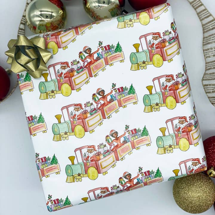 Santa Express Wrapping Paper for wholesale by Curly Contessa