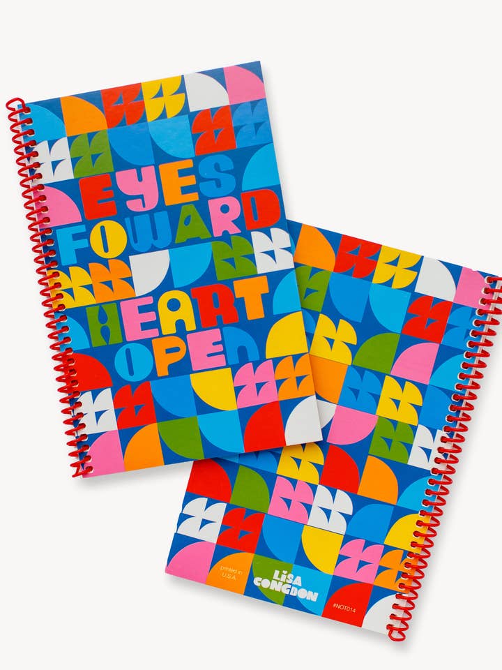 Blank Journal with Red Spiral - "Eyes Forward, Heart Open" for wholesale by Lisa Congdon Art & Illustration