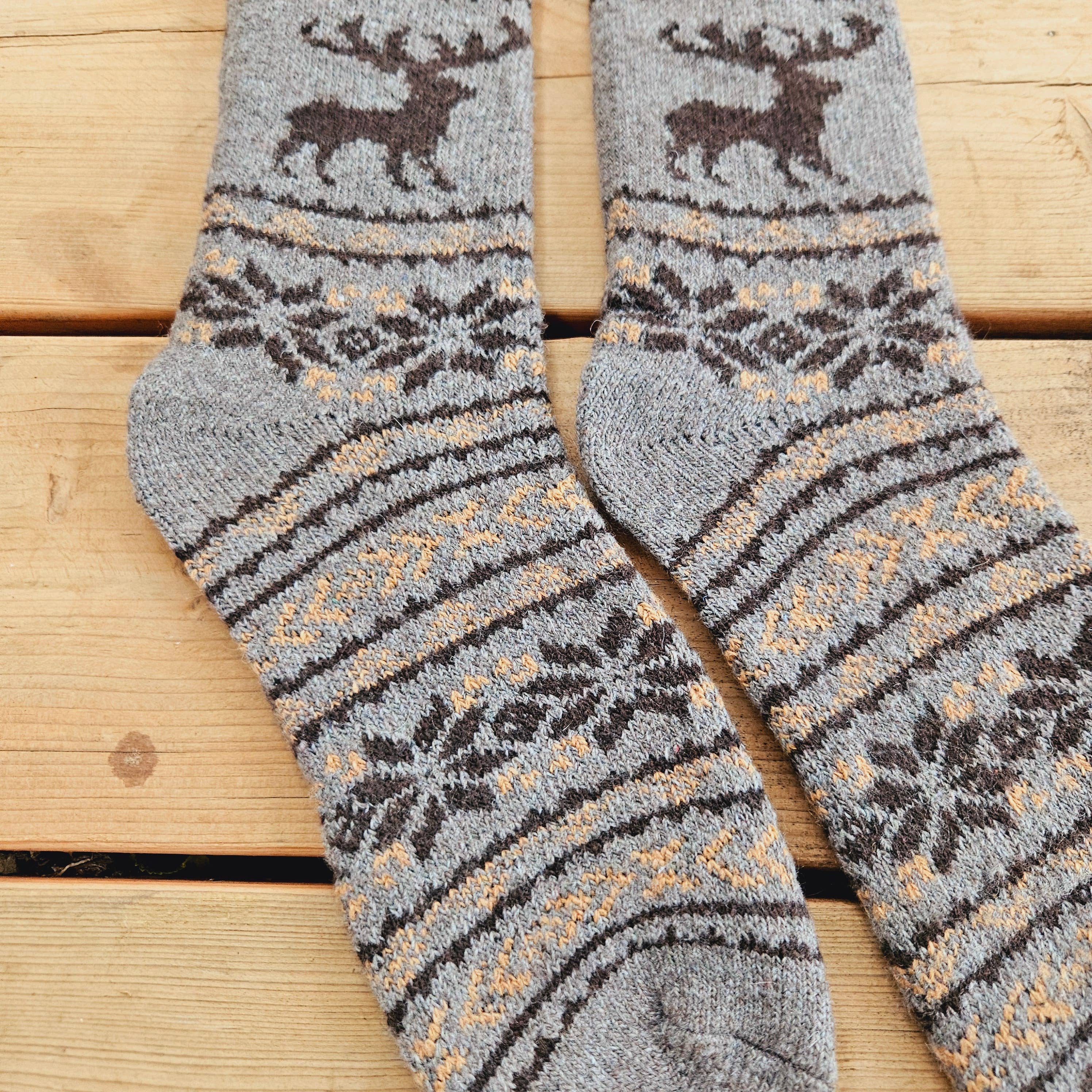 NorraVilla - Wholesale Socks - Women's - Alpaca wool socks - Nordic Unisex REINDEER - 39-46 4