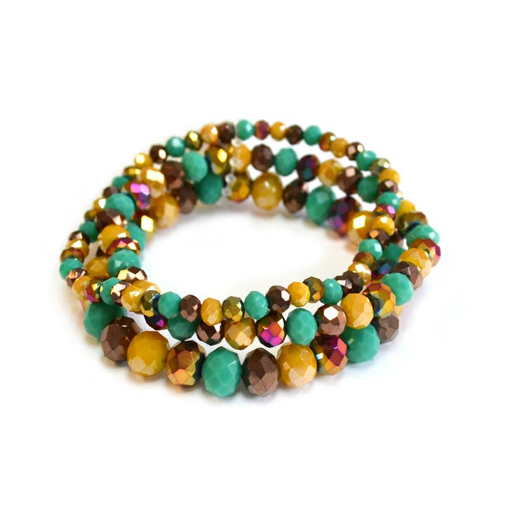 StarryNYC - Wholesale Jewelry Set - 3 Pcs Set Stackable Multi Glass Beaded Stretch Bracelets2