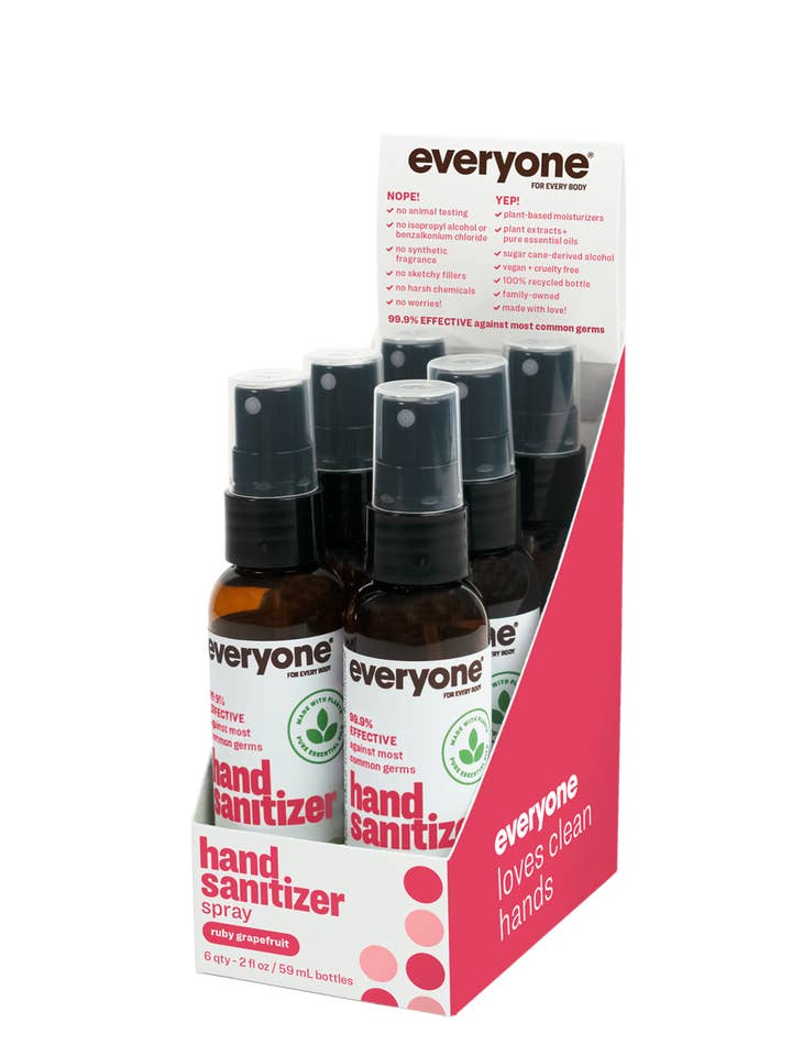 Ruby Grapefruit Hand Sanitizer Spray case pack of 72 for wholesale by EO + Everyone