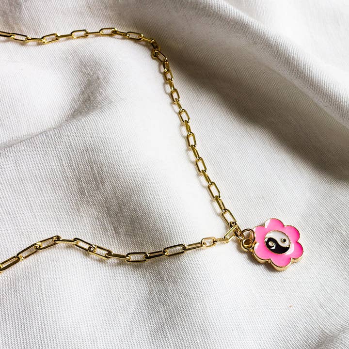 YUE ~ Yin yang 18k gold plated chain necklace for wholesale by Daemon srls