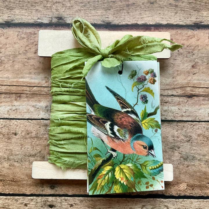 Gift Wrap Set - Grass Sari w/Spring Bird for wholesale by RiverHaus